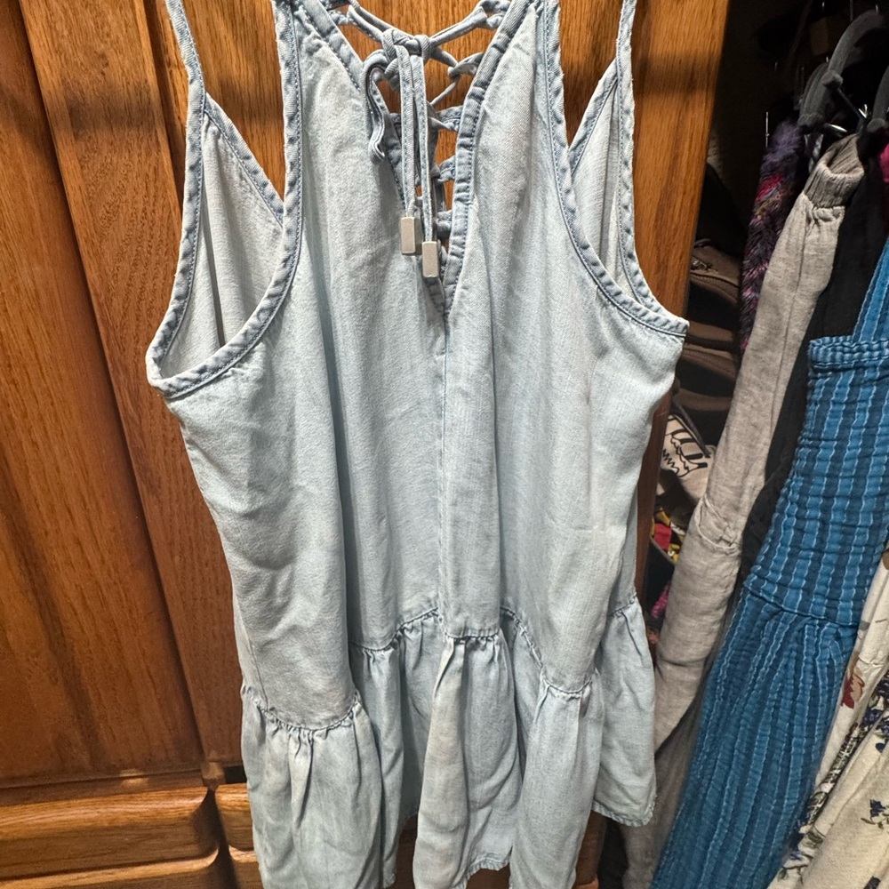 Light Blue Sleeveless Denim Dress